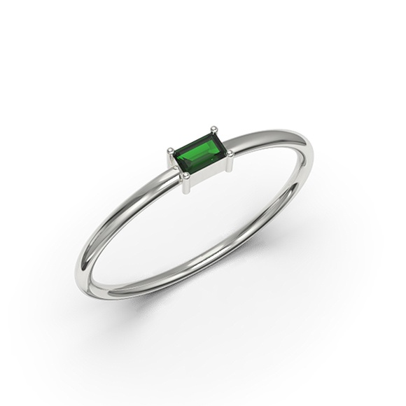 5Ct Radiant Emerald Baguette CZ 14K Gold White Engagement Ring Solid 10k White Gold Baguette Cut Emerald CZ Ring